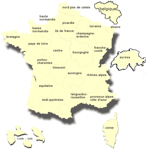 carte dcoups des rgions de france