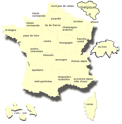 carte découpés des régions de france
